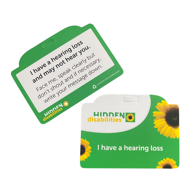 'I Have Hearing Loss' ID Card for Sunflower Lanyard